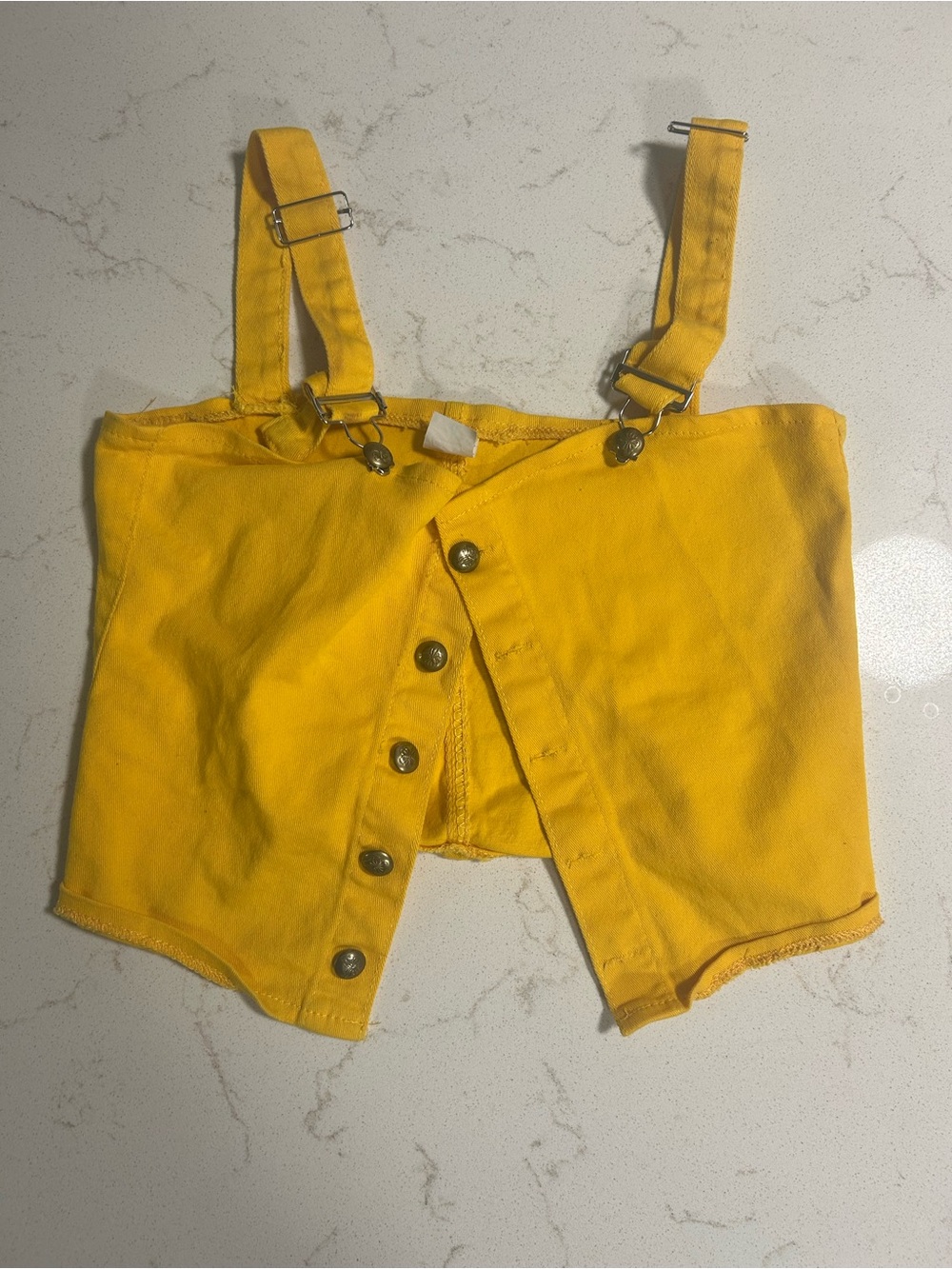 Girls' Yellow Button-Front Suspender Shorts